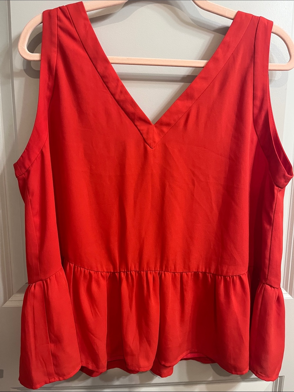 LOFT Red V-Neck Peplum Camisole